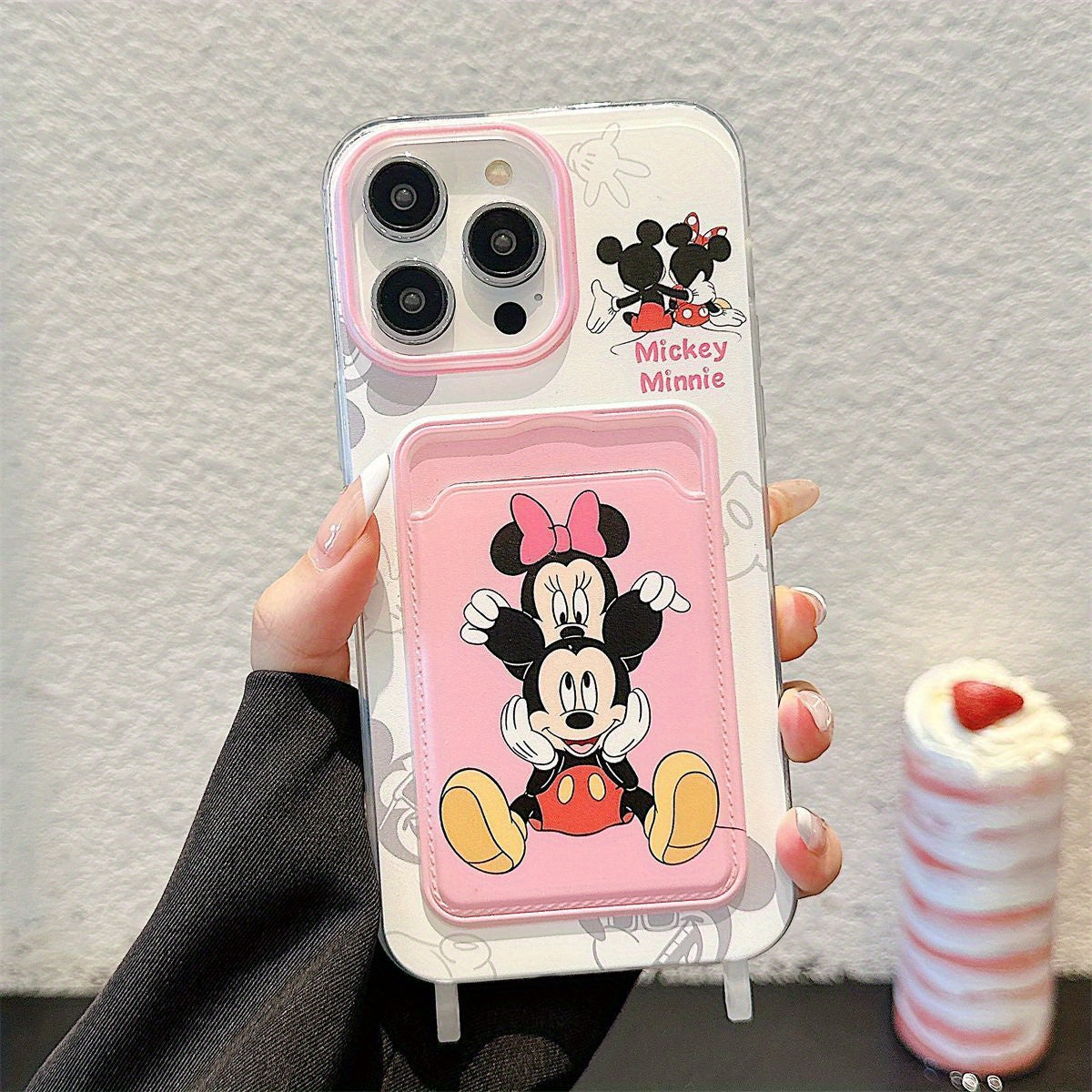 Disney Series Mobile Phone Case, Mickey Minnie Compatible with iPhone16 16promax 13 14 15 15pro 15promax 16pro XSMAX XR 7/8/mini13/mini12 Card Holder, Card Bag, with Lanyard This soft protective case provides full body protec