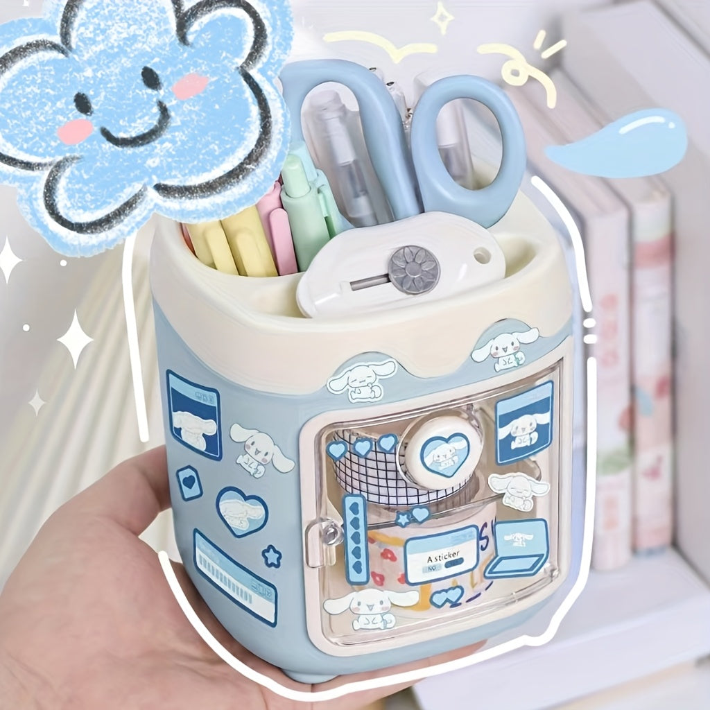Hello Kitty & Kuromi Large Desk Organizer | Multi-Functional Pen Holder for Makeup Brushes & Stationery, Durable PVC, Perfect Gift for Fans