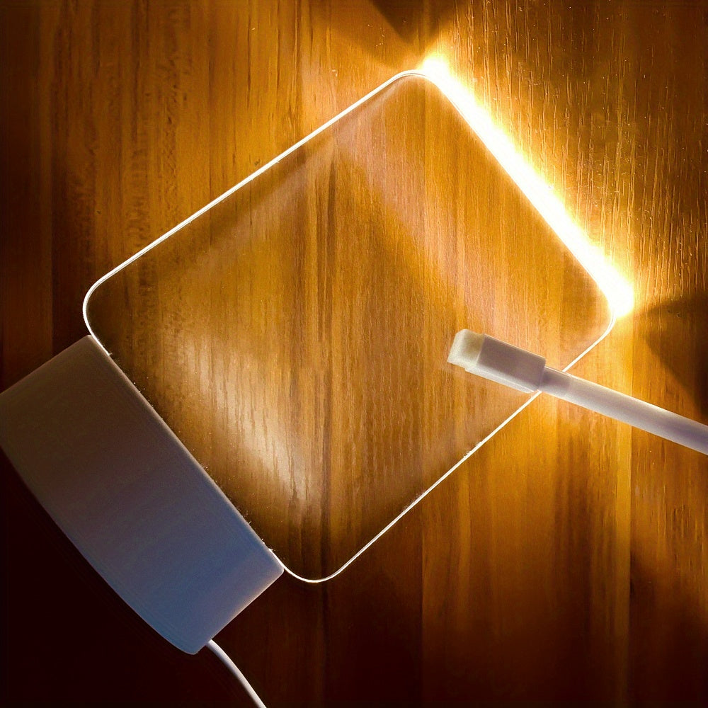 Modern LED Message Board Night Light - USB-Powered, Warm Glow, Rewritable, Acrylic Desk Lamp for Bedroom or Home Office