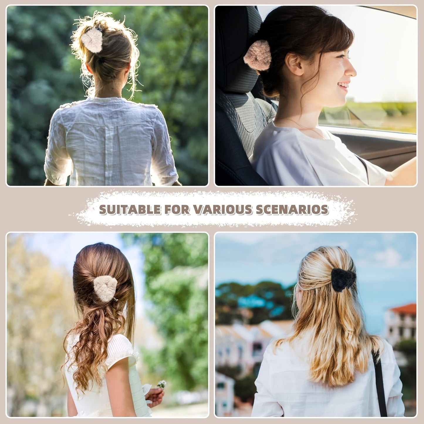 6pcs GUIJUI Honey Girl Plush Cat Ear Hair Clips, Cute Fuzzy Side Clip Bangs Grip Accessories, Solid Color, Resin, for Women, Suitable for Daily & Casual Wear, Over 15 Years Old