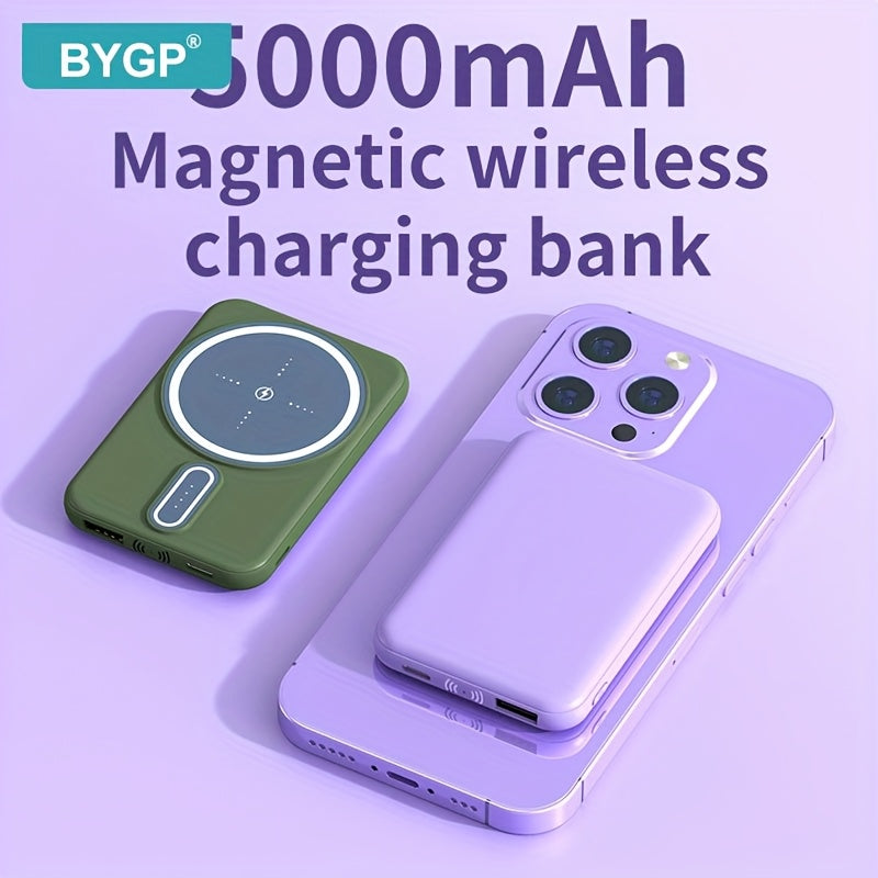 New 5000mAh Magnetic Wireless Power Bank for Apple 15 Pro / 14 Max / 13 / 12 Android Phones with LED Power Display, Portable Charger for Outdoor Travel Emergency Backup Mobile Power Supply, Gift