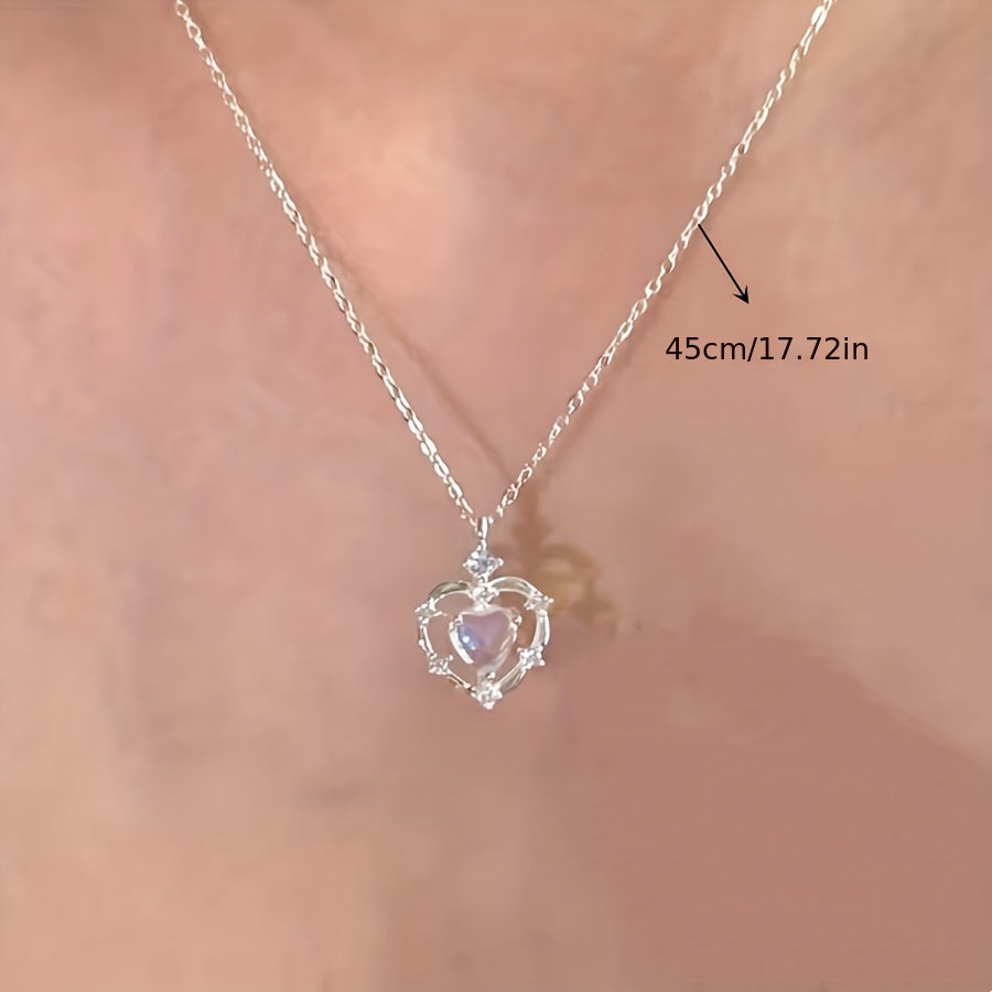 1pc Gradient Love Necklace, Love Clavicle Chain For Men And Women