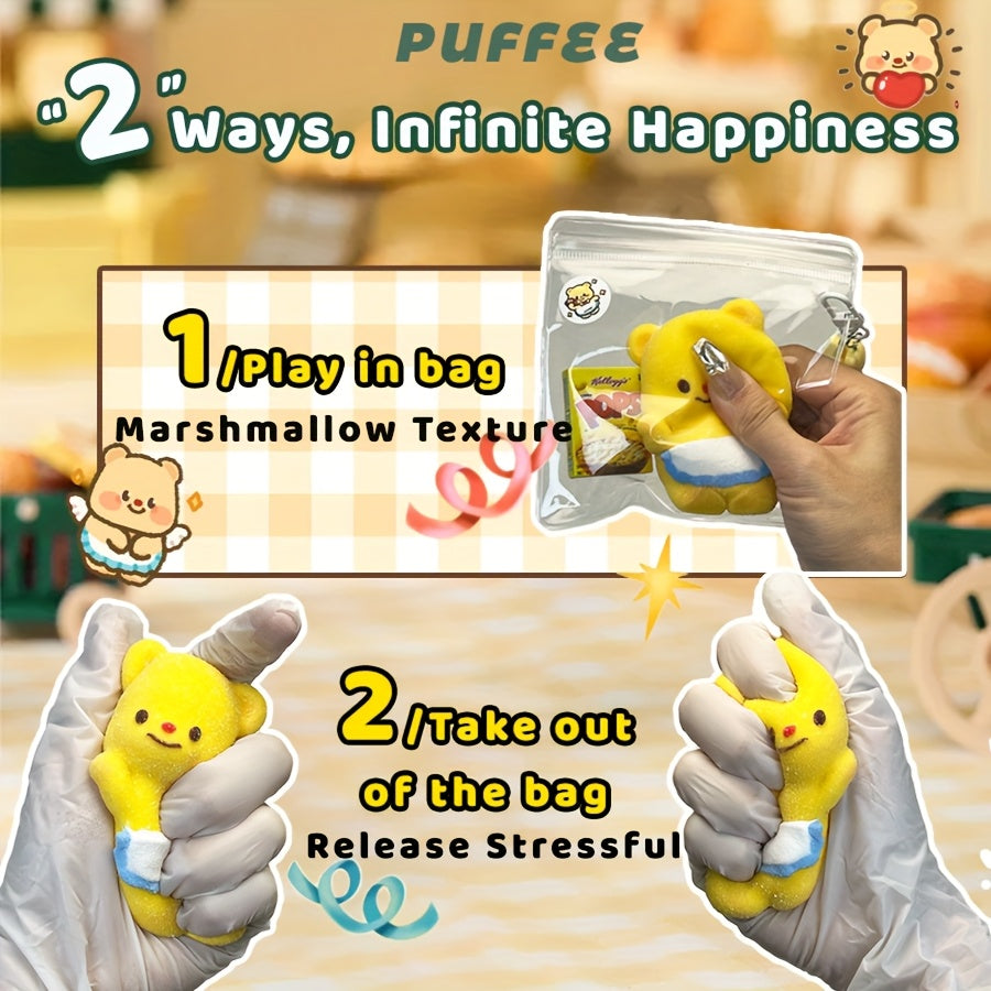 Butter Bear Squishy, Food-grade Silicone squishy, Stress Release Taba Squishy Toy, Creamy Soft Adhesive Toy, Happy Game Pinching Bear Toy, Suitable for Birthday Gift, Slow Rebound Rising