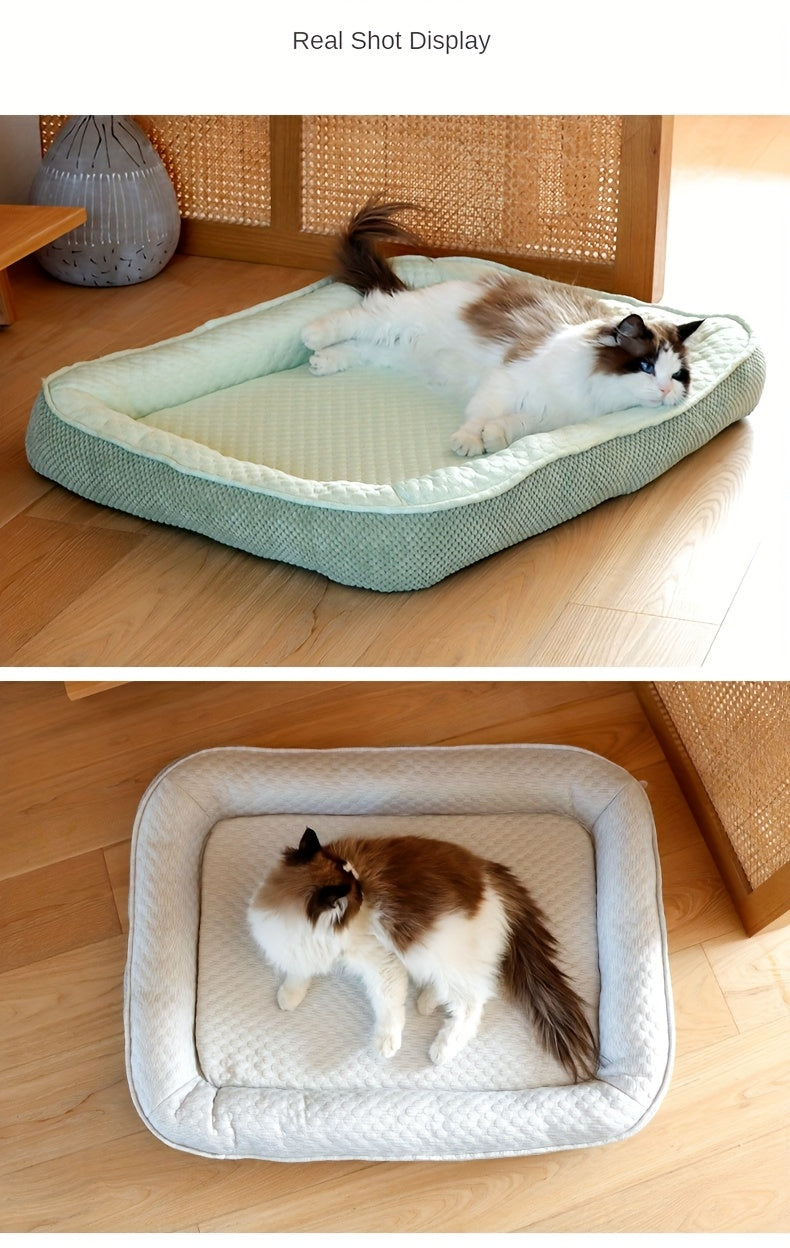 Cooling Ice Fabric Pet Bed for Small & Medium Dogs & Cats - Removable Washable Summer Cooling Pad, Breathable Non-Electric Comfort for Hot Weather, Indoor Pet Rest | Cozy Pet Bed | Functional Pet Accessory
