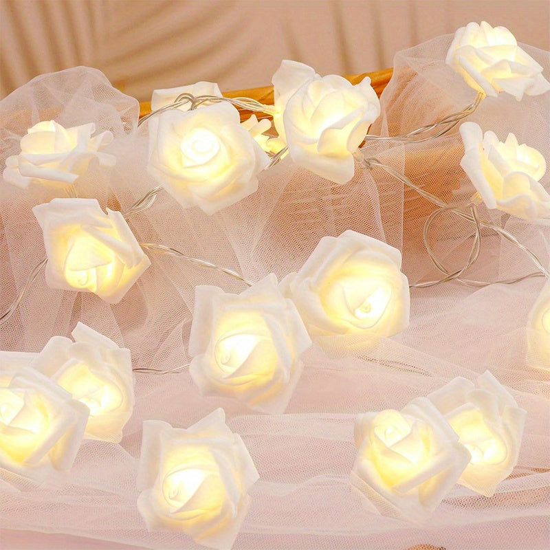 20-LED Battery Powered Fairy Lights - Enchanting LED Rose Garland String for Parties, Gardens, Christmas & Weddings - 4.92ft / 59.1Inch, 19.69ft / 236.2Inch, No Batteries Included