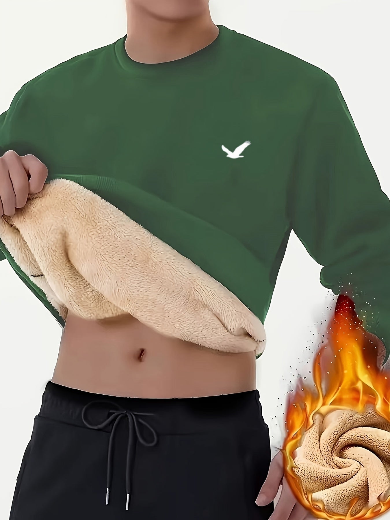 Men's Winter Fleece-Like Sweater Vest Jacket - Thickened Round Neck Long Sleeve Inner Layer, Machine Washable.