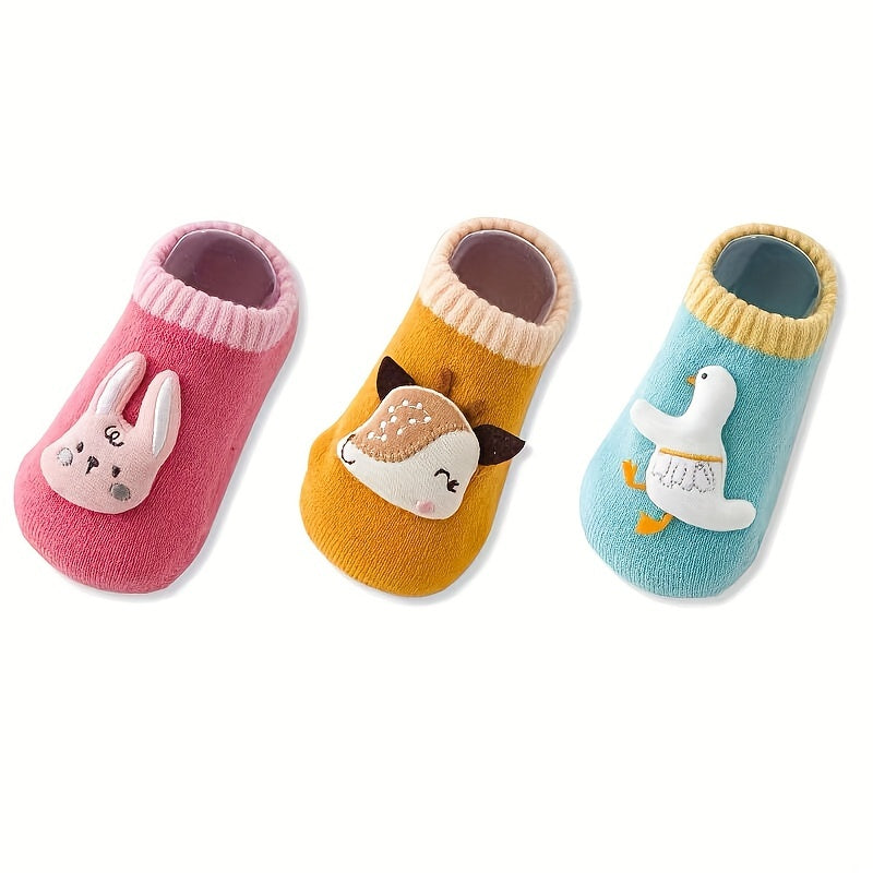 3 Pairs Cute Cartoon Animal Socks for Toddlers