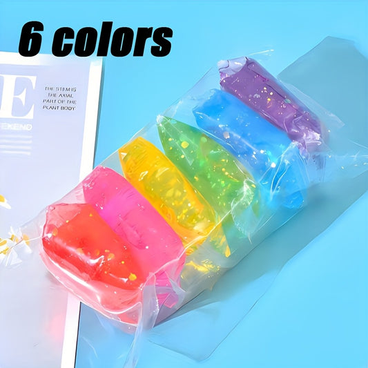 6 Colors Sequin Glitter Clear Slime Set - Soft and Non-sticky Clear Slime with Good Stretchability - Great for DIY Creations, Perfect Gift