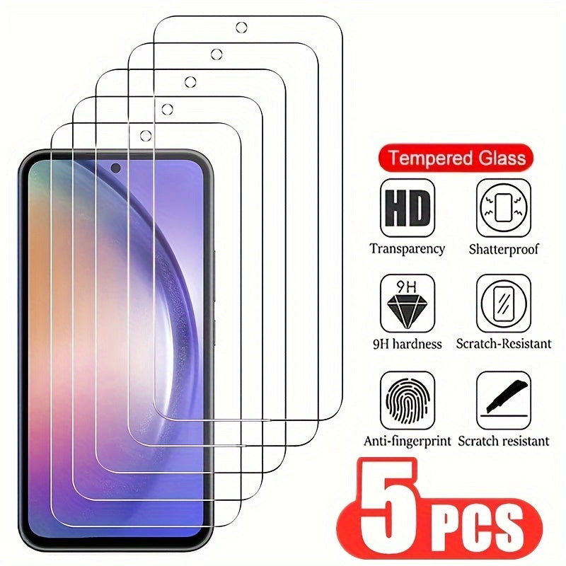 5pcs High Aluminum Tempered Glass for SamSung for Galaxy A12 A13 4G 5G A14 A15 A24 A25 A35 A55 A34 A54 A32 5G A31 A51 A71 A04 A04S S20 FE S21 FE S23 FE 5G A30S A50 A22 A52S A53 A72 A73 5G A10 Screen Protector Glass Film