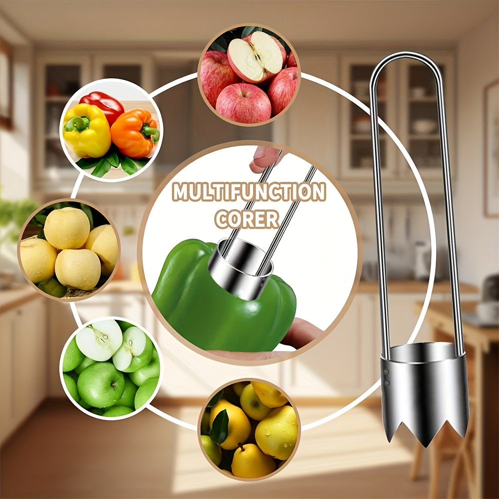 1/2/3pcs Stainless Steel Fruit & Vegetable Corer Tool - Efficient Kitchen Gadget for Cucumbers, Bell Peppers, Apples, Tomatoes, Jalapenos - Durable, Easy-to-Use Core Remover for Home Cooking, Core Removal Tool | Streamlined D