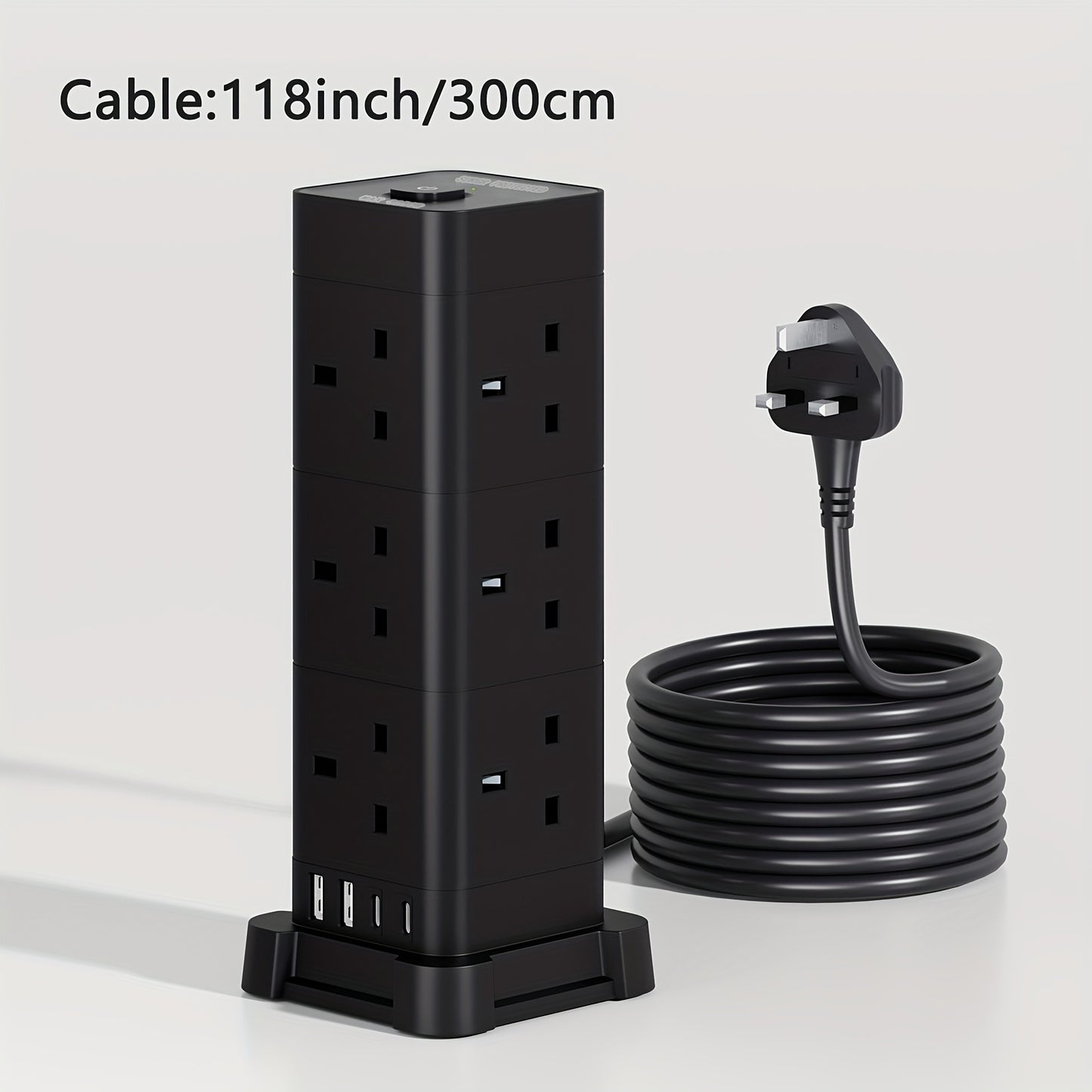 16-in-1 UK Power Strip Tower with USB