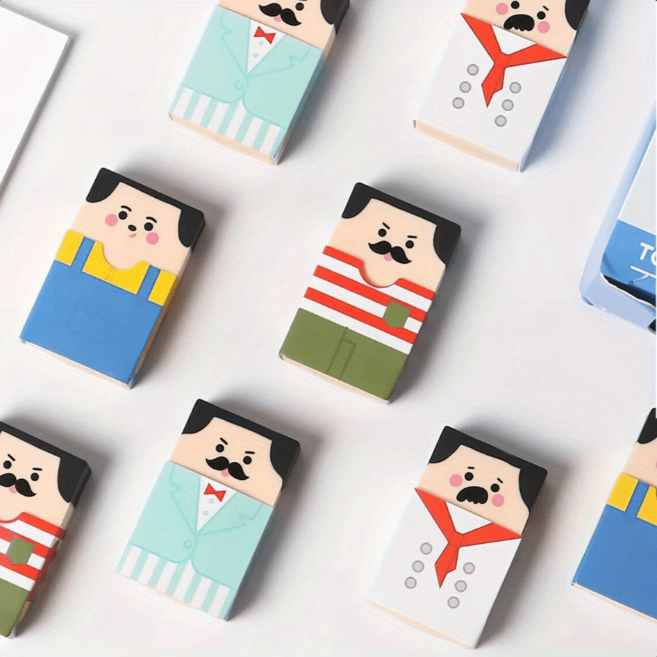 4pcs Of Novelty Bald Man Eraser Interesting Stationery School Supplies