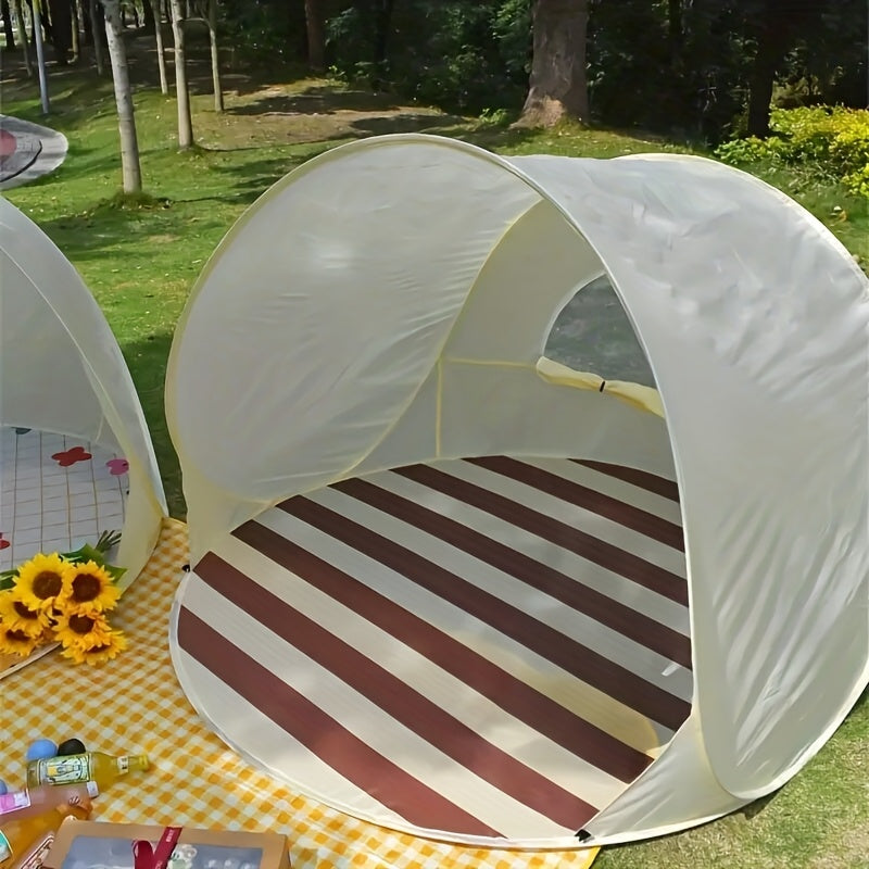 Automatic Instant Pop-up Sun Shelter, Portable Beach Tent, UV Protection, Easy Zipper Closure, with Compact Carry Bag.