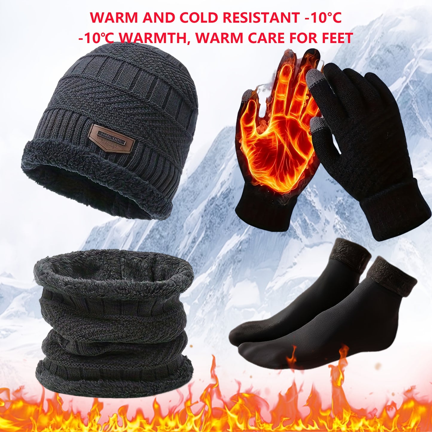 4pcs Men's Thermal Winter Set