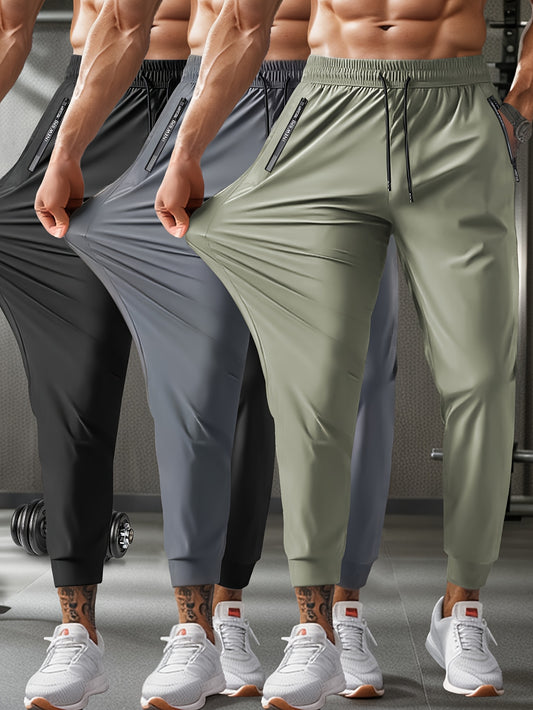 Men's Breathable Casual Sports Pants with Zipper Pockets