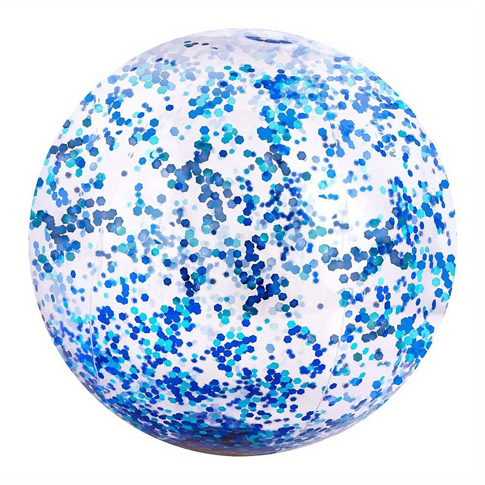 [Glitter Beach Ball] 40cm Mixed Color Glitter Beach Ball, 1pc | Summer Party Toy - Rubber Balloon, Use Without Electricity