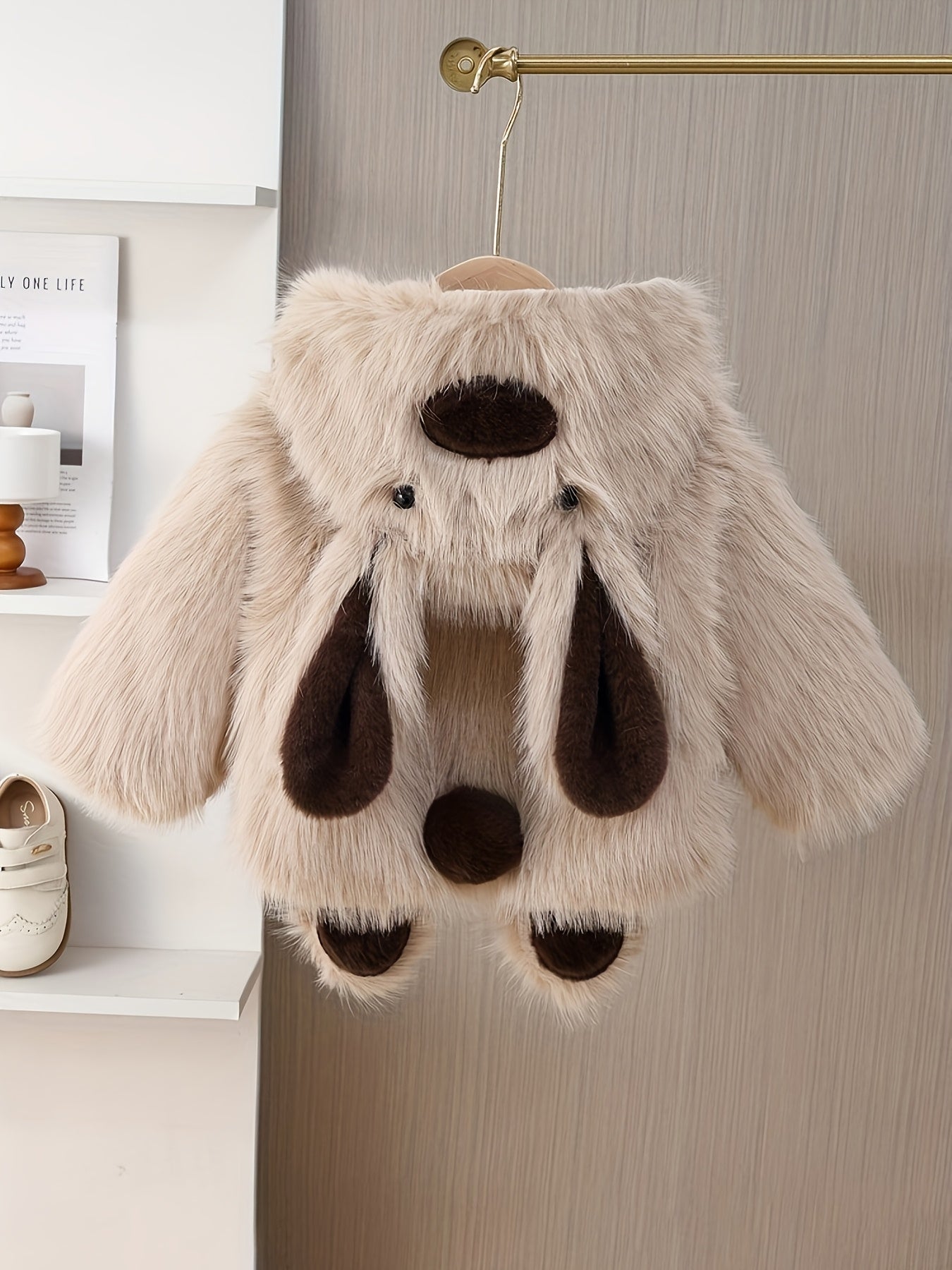 Girls' Winter Hooded Bear-Ear Coat Jacket with Plush Ears & Hood