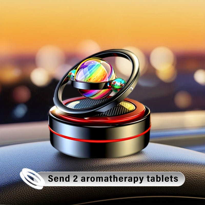 [Solar Power Car Diffuser] Rotating Solar Power Car Fragrance Diffuser, Essential Oil Diffuser, Car Decoration, Interior Accessories | Includes Two Aroma Pads As a Gift