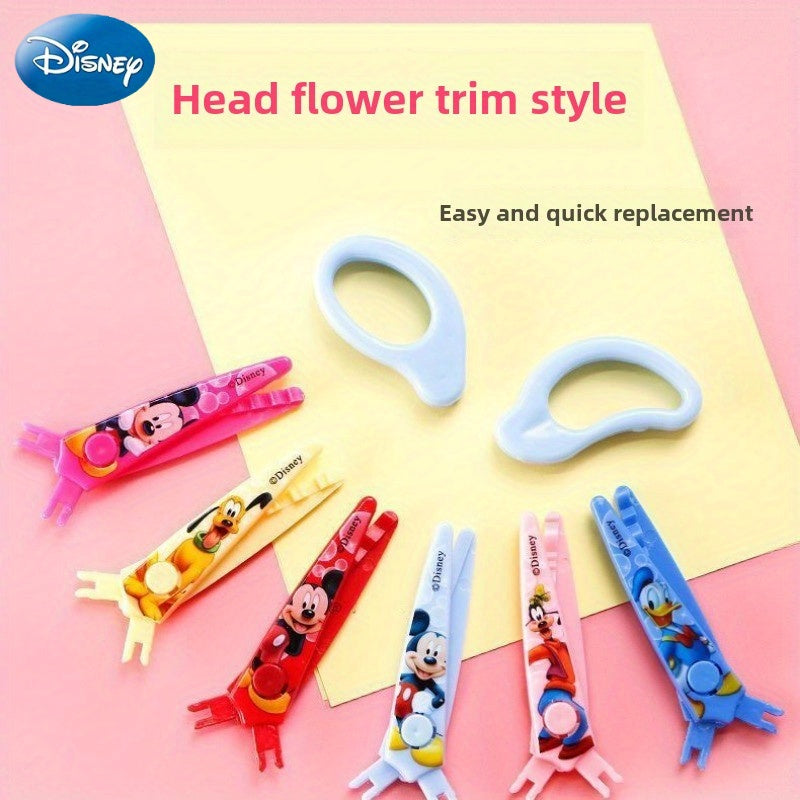 6pcs/set Disney Mickey & Minnie Scissors, Cartoon Cute Handcraft Cutting Tool with Safe Replaceable Blades and Scallop Serrated Wave Shape, Suitable for School Activities, Hobby Classes, Office