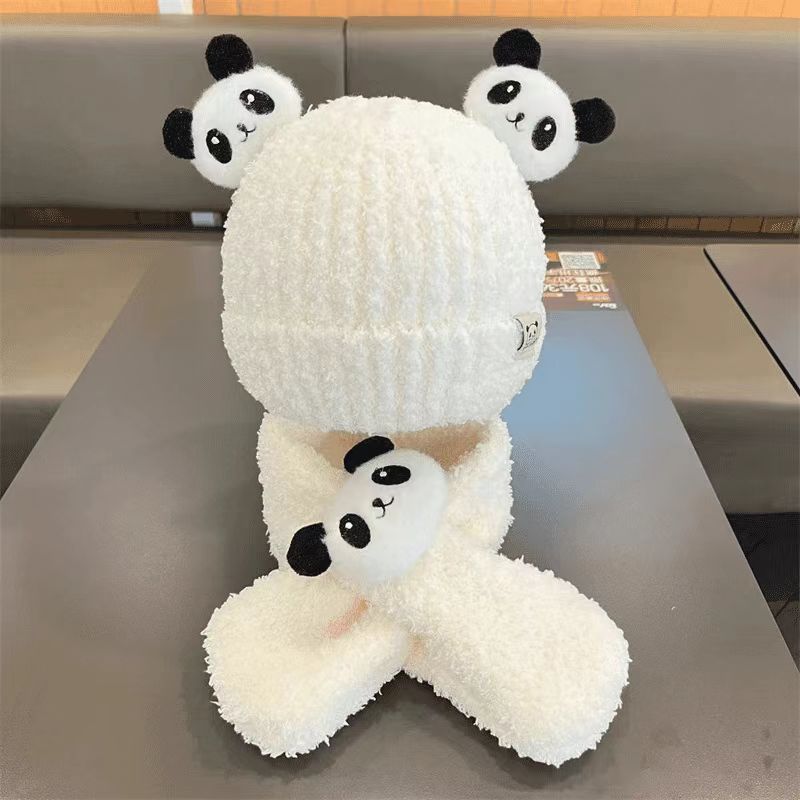 1pc & Winter Ear Warmer with Panda Ears & Pom-Pom-like Patches