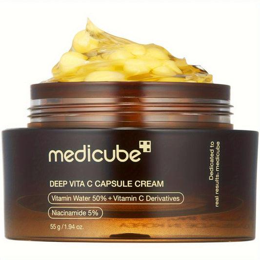 medicube Deep Vitamin C Golden Capsule Facial Moisturizer - Liposome Capsules Transparent Gel, Hydrating-Korean Light Beige Care 1.94oz