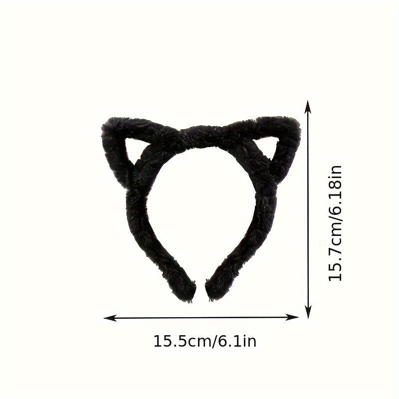 [1/4pcs Cute Cat Ears] 1/4pcs Cute Fashion Hollow Cat Ears Headband | Girl Plush Headband, Washing Face Headwear Hair Accessories