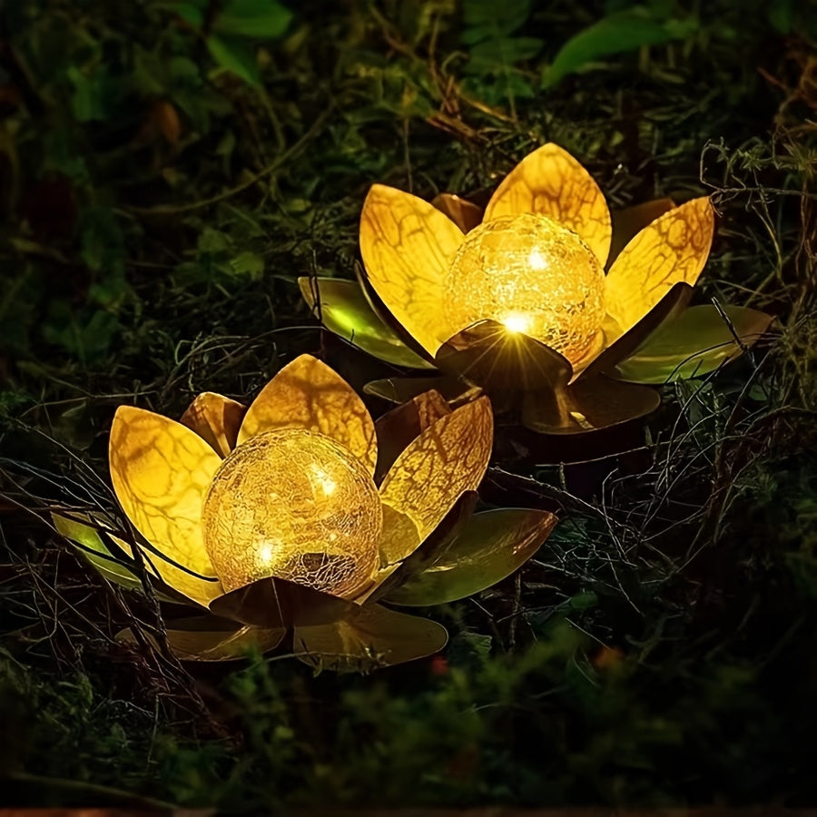 Solar Iron Art Lily Lamp, Outdoor Lighting, Suitable for Courtyard, Garden, Park, Pathway, Lawn