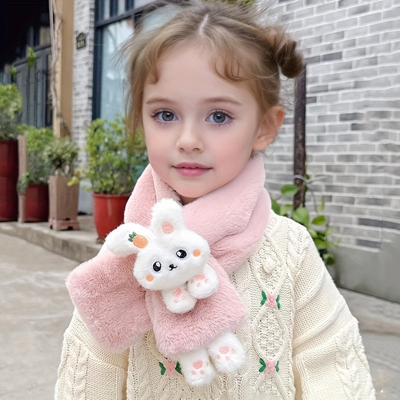 1pc Kids Scarf, Cartoon Bunny Desig