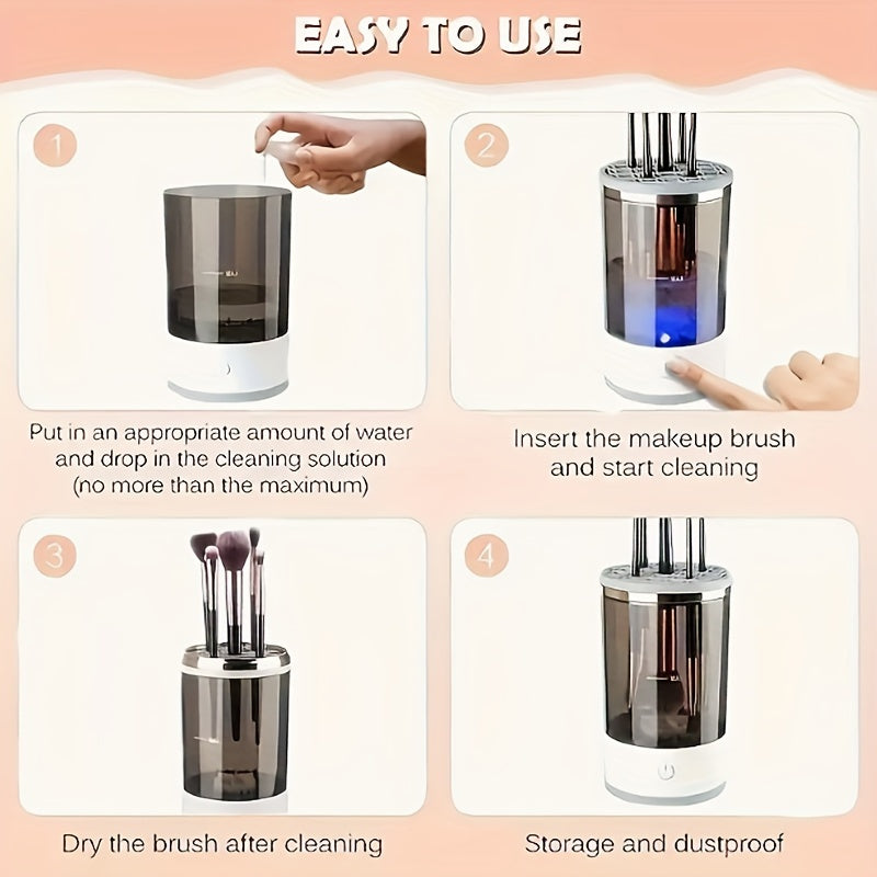 [1pc Electric Makeup Brush Cleaner] 1pc Portable Electric Makeup Brush Cleaner, ABS Material, with USB Plug, Rubberized Body, Automatic Quick Cleaning for Brushes, for Plastic Surfaces