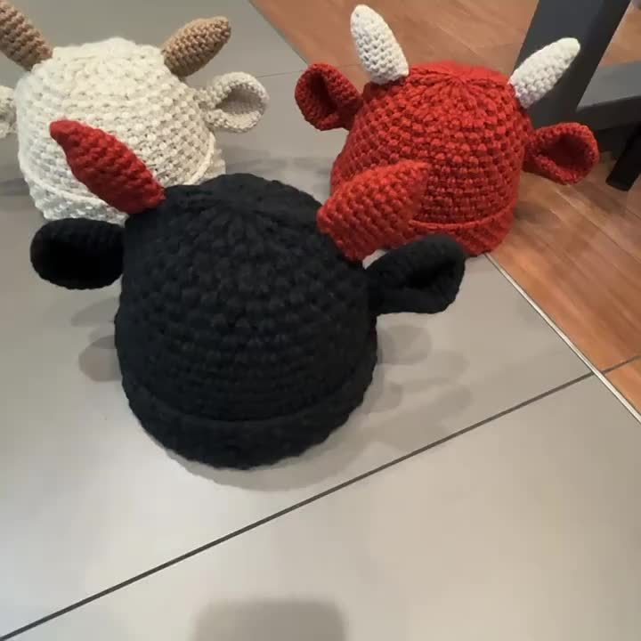 Hand- Cow Ear Beanie Hat for Women & Men