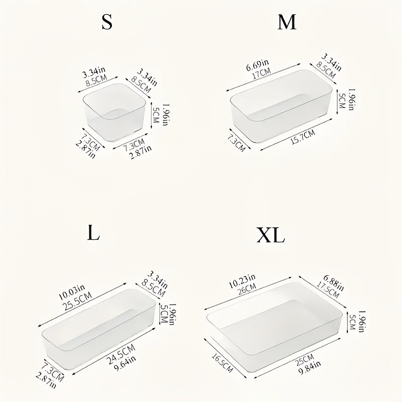 9/18/25pcs Set of Transparent Drawer Built-in Cosmetic Storage Boxes, Stationery Storage Box, Separated Vanity Tabletop Light Beige Care Product Organizing Box, Desk & Drawer Organizer for Home Storage