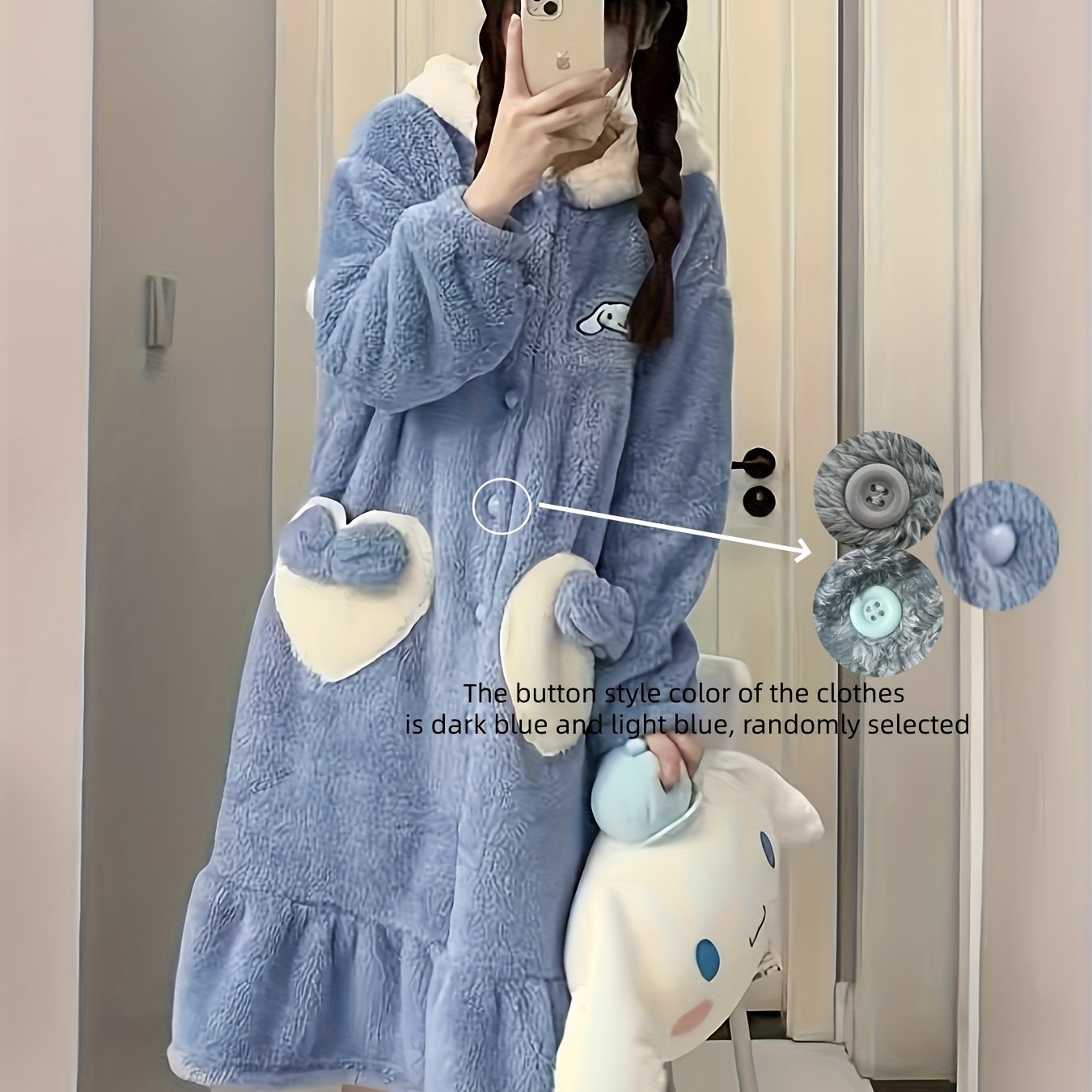 Mother's Day Gift Sanrio New Hello Kitty Women's Autumn Winter Warm Pink Coral Fleece Home Robe.