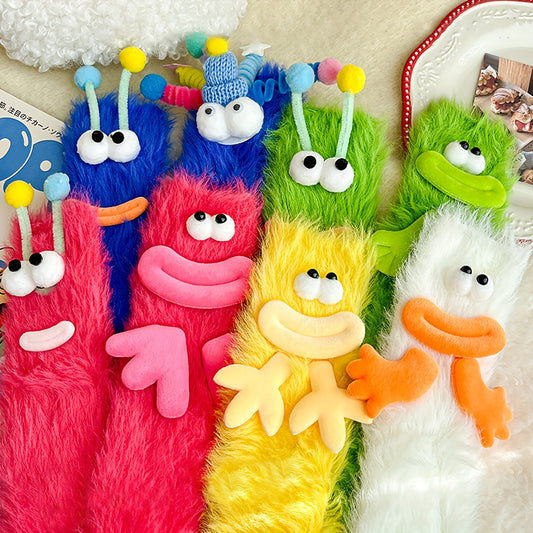 1 Pair Cute Plush Socks - door Footwear, Playful Sock Design, Soft Texture Socks