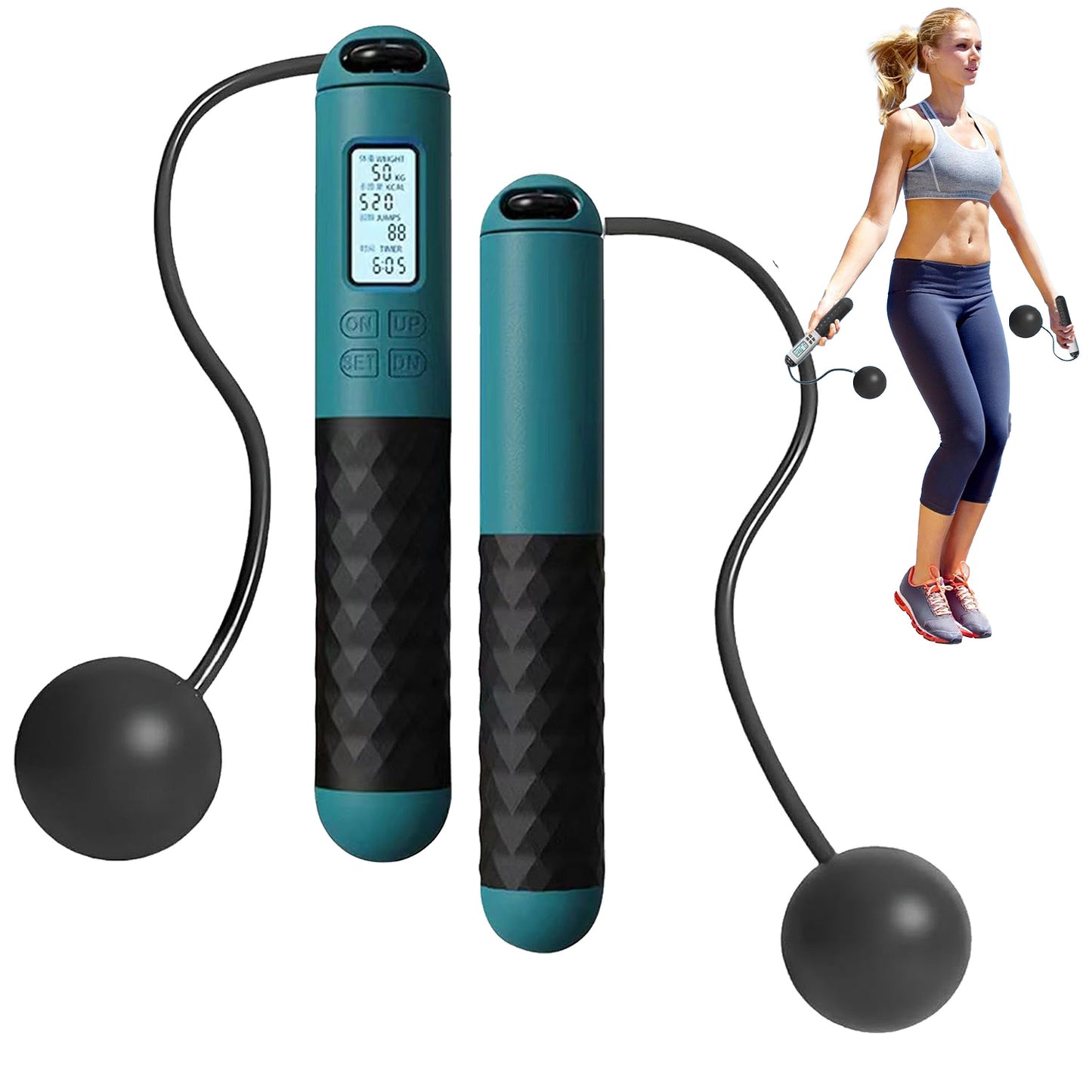 Ropeless Skipping Rope, Cordless Skipping Ropes for Adults, Wireless Skipping Rope with Counter, Smart Digital Gravity Ball Jump Rope without Rope for Home Workout Equipment for Women Men