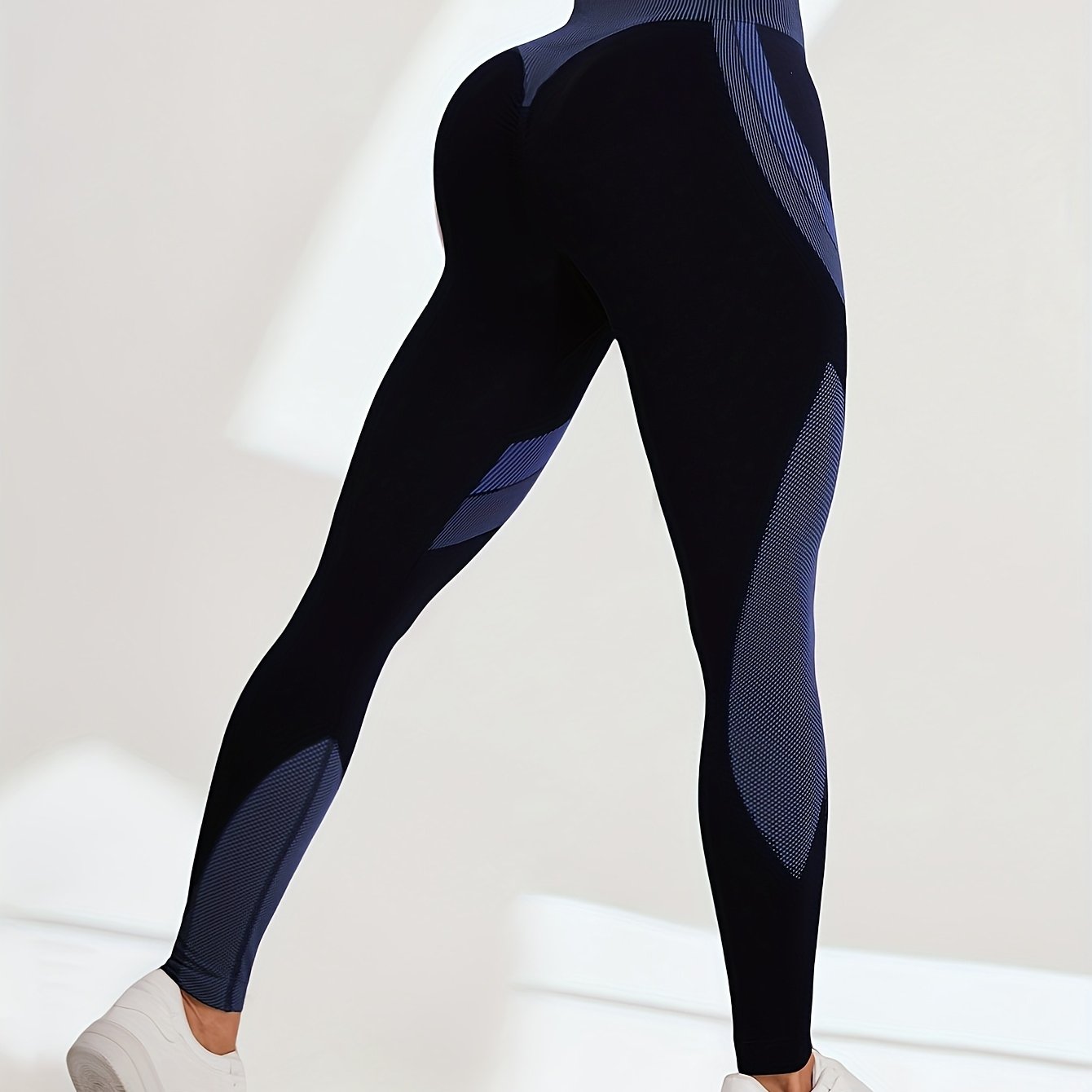 High Waist Seamless Yoga Pants with Color Stripes