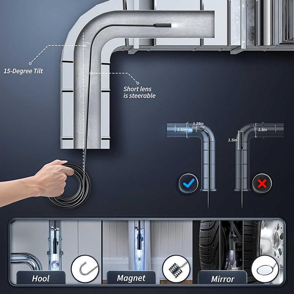 4.3in LCD Screen Industrial Endoscope 8mm Dual/ Single Lens, Endoscope Camera, Auto Repair Plumbing House Auxiliary,