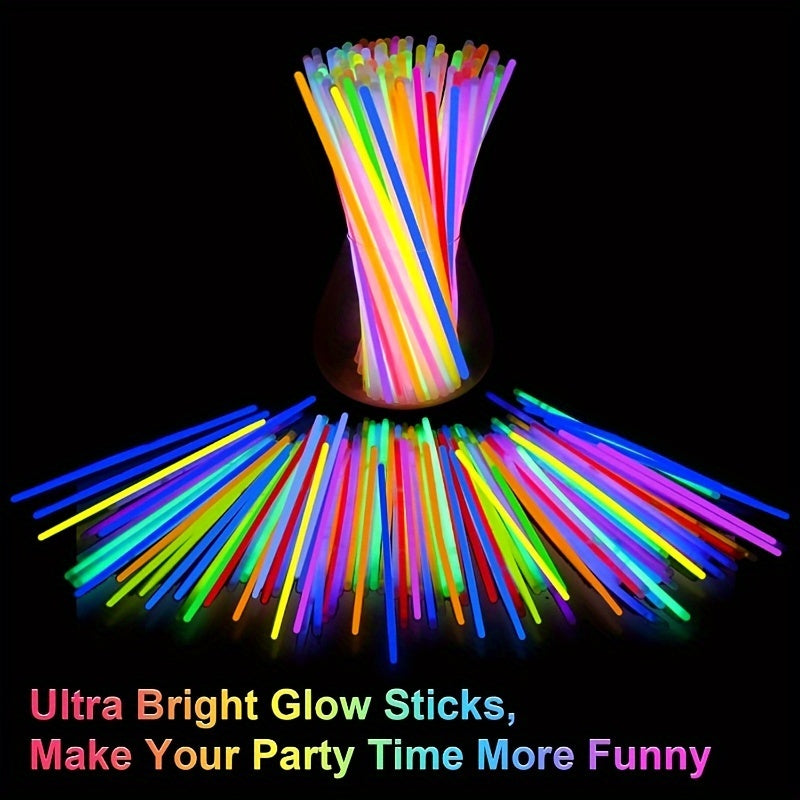 [100pcs Luminous Glow Sticks] 100pcs Luminous Glow Sticks | Luminous Party Supplies and Decorations | Suitable for Halloween Birthday Party Supplies, Wedding Parties, Camping Activities, Carnival Concerts, Including Connector