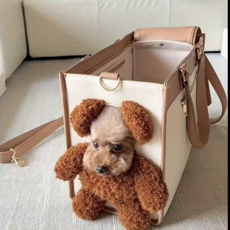 1pc Pet Go Out Large Capacity Bag Can Outcrop Bear Plush Cat Bag Shoulder Bag Small Dog Handbag Pet Bag