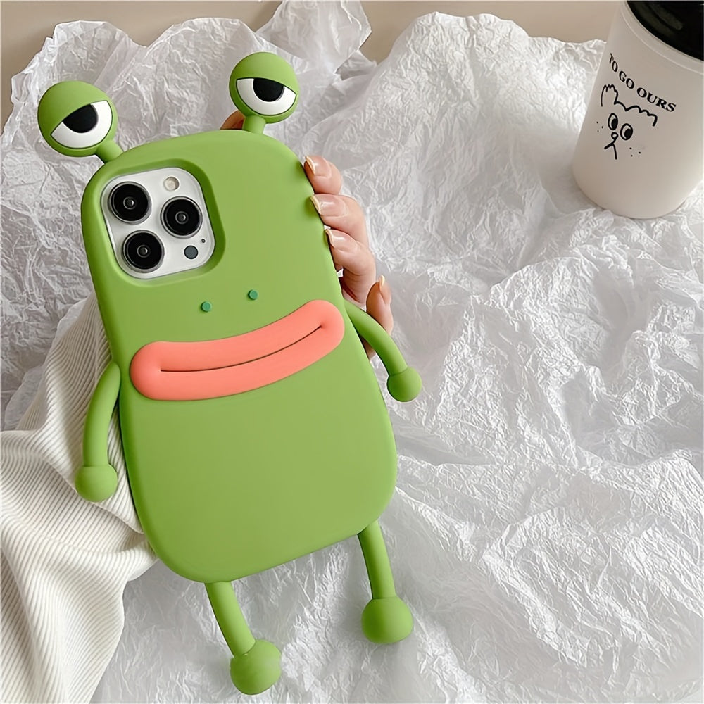 Adorable Funny 3D Big Eyes Frog Silicone Case - Soft, Shockproof, Protective Cover for iPhone 15, 14, 13, 12, 11 Pro Max
