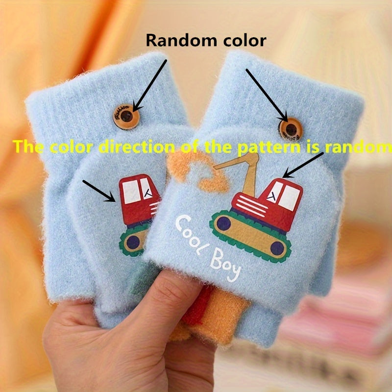 Cozy Boys' Flip-Top Fingerless Mittens