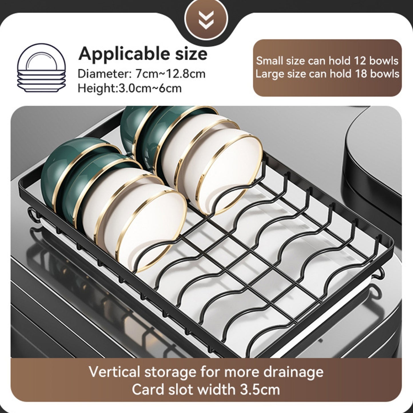 Cutlery Storage Rack, 3-Tier with Drainage, Knife, Knife Rack And Cutting Board Storage Stand, Multi-Functional Bowl And Dish Drainer, Suitable for Kitchen Countertop And Cabinet, Kitchen Organization And Storage.