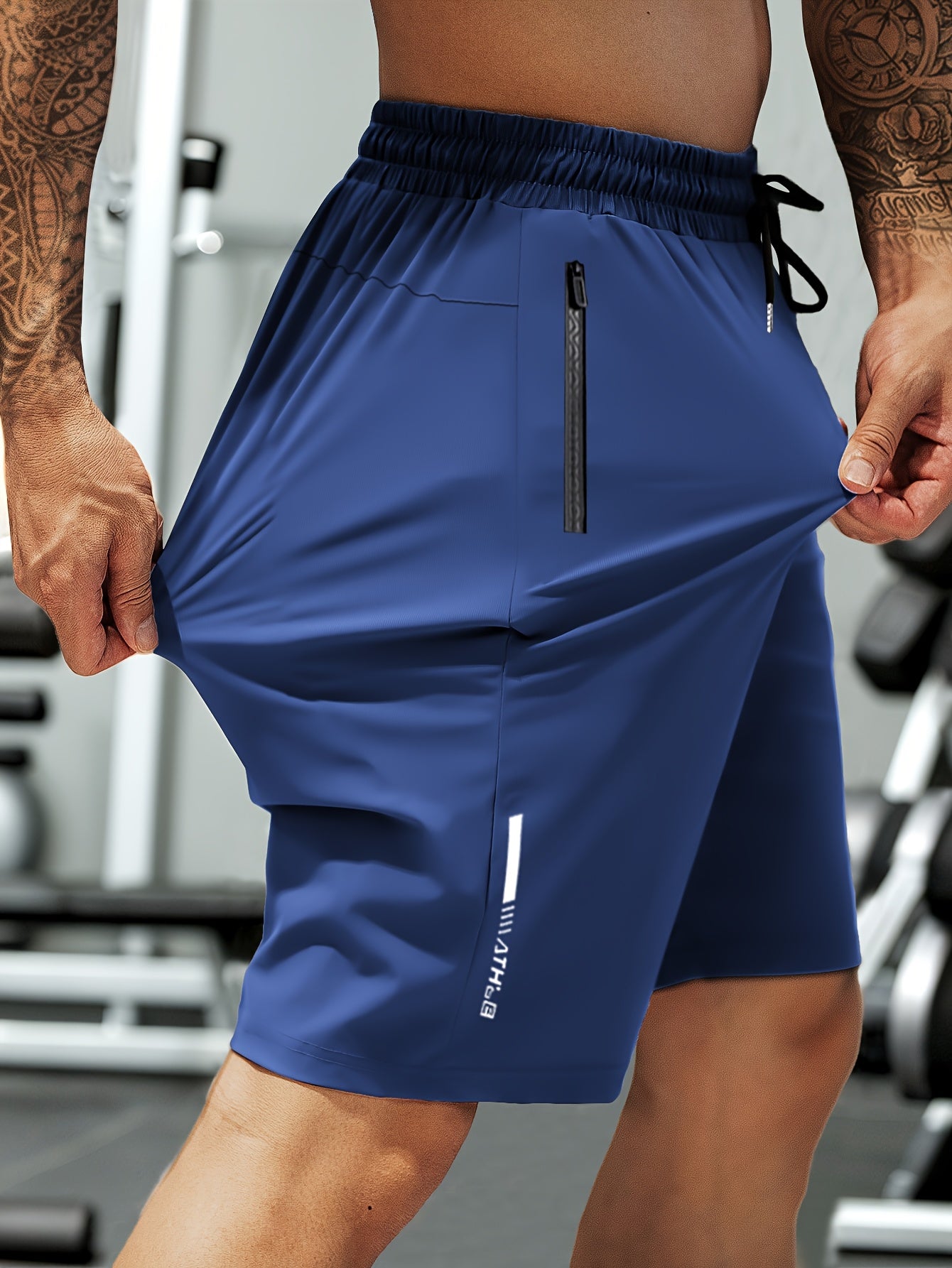 Men's Navy Drawstring Outdoor Shorts with Zippers