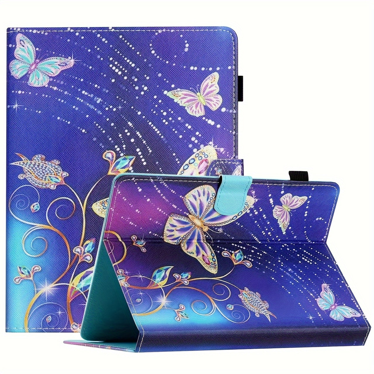Faux Leather 10.1-Inch Universal Tablet Case - Magnetic Closure, Portable Folding Stand Folio for 9.6-10.5" Android/iOS/Windows Tablets - Card Reader Slot, Travel-Friendly