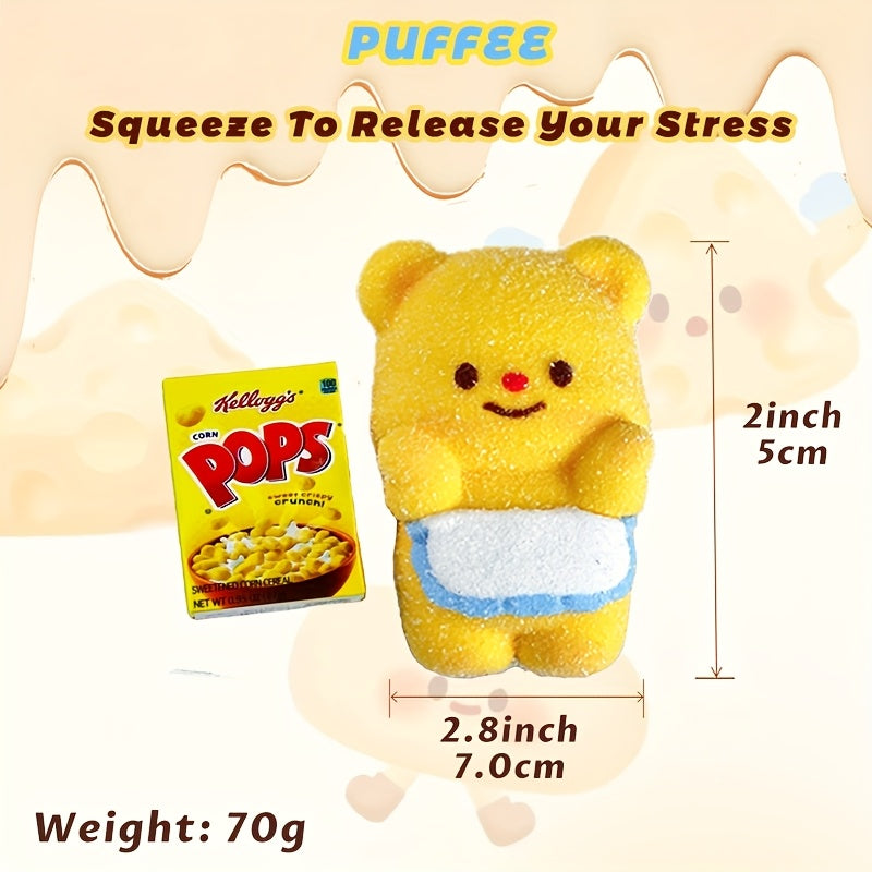 Butter Bear Squishy, Food-grade Silicone squishy, Stress Release Taba Squishy Toy, Creamy Soft Adhesive Toy, Happy Game Pinching Bear Toy, Suitable for Birthday Gift, Slow Rebound Rising
