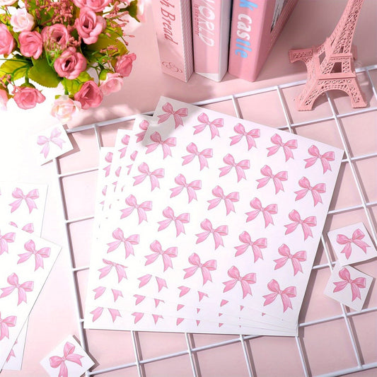 150pcs Pink & Blue Watercolor Bow Tie Sticker Set - Vintage Coquette Bowknot Design, Self-Adhesive Paper Decals for Cards, Envelopes, Wrapping & More, Gift Wrapping Essentials | Elegant Bow Design | Watercolor Finish, Gift De