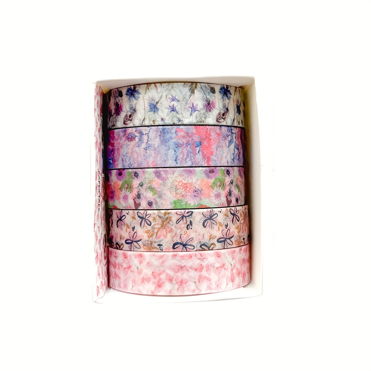 [Traceless Washi Tape] 5 Rolls of Tear-Off Traceless Washi Tape Flower Series - Decorative Sticker Tape for Diaries, Photo Albums, Schedules and Party Decorations