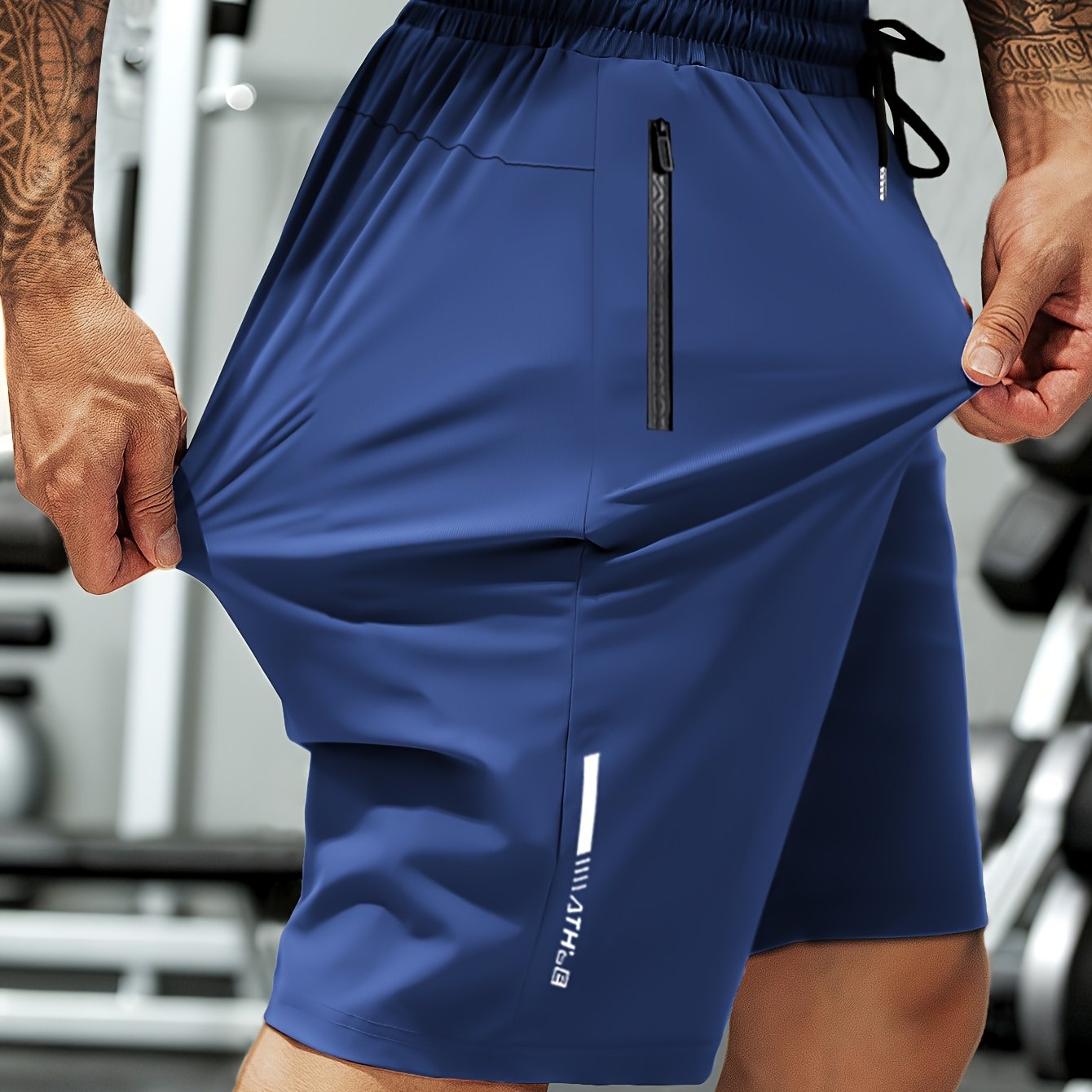 Men's Navy Drawstring Outdoor Shorts with Zippers