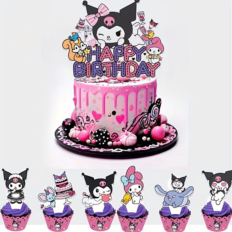 Sanrio Kulomi theme birthday party decoration big card insert card insert plug-in suitable for couples and friends party birthday holiday decoration supplies set