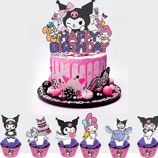 Sanrio Kulomi theme birthday party decoration big card insert card insert plug-in suitable for couples and friends party birthday holiday decoration supplies set