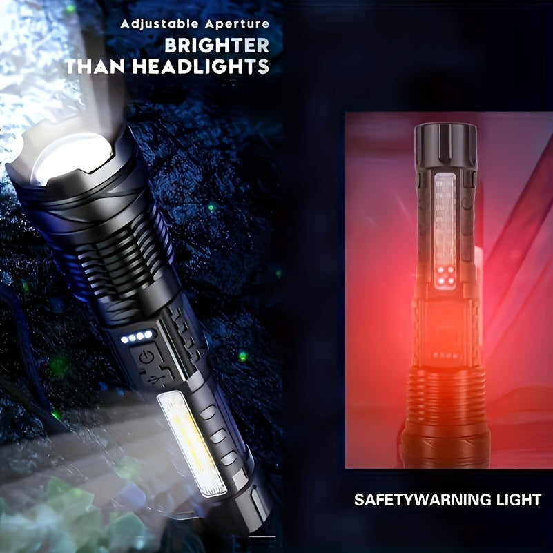 Super Powerful 2600mAh, 2400mAh Rechargeable LED Torch - Portable USB-Powered Flood Light with Lithium Battery, Ideal for Outdoor Camping, Fishing, Hunting, Hiking & Emergency Situations